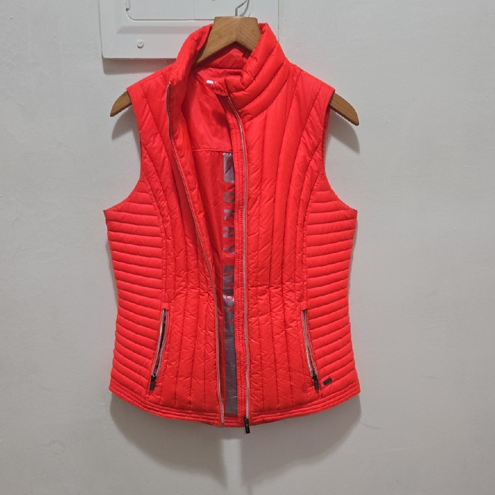 DKNY Women's Red/Orange Quilted Vest